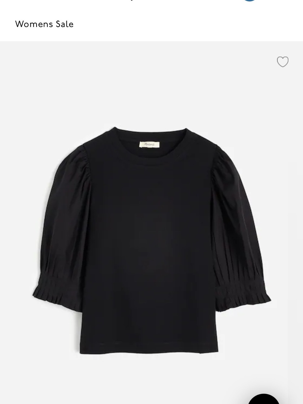 EUC Madewell Puff Sleeve Knit Top, XS, black